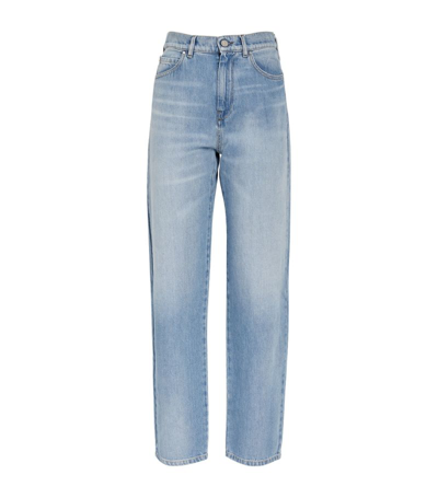 Max Mara Eccelso Mid Rise Cotton Denim Jeans In Blue