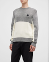 Moncler Men's Ribbed Colorblock Sweater In Open White