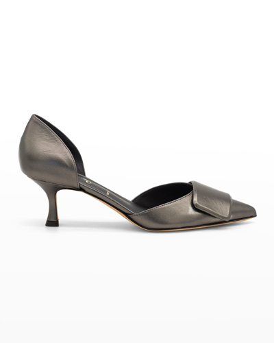 Something Bleu Sloane Pointed Toe D'orsay Pump In Pewter Nappa