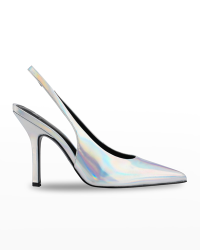Marc Fisher Ltd Emalyn Patent Slingback Pumps In Silver