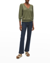 Michael Stars Gabriella V-neck 3/4-sleeve Sweatshirt In Hrtar