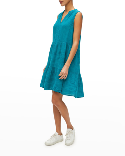 Michael Stars Daisy Tiered Cotton Gauze Babydoll Dress In Corsica