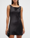 Norma Kamali Maria Cowl-neck Satin Mini Dress In Black
