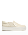 Vince Warren Croco Slip-on Sneakers In Moonlight