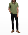 John Varvatos Victor Solid Slub Cotton Polo In Lt Olive