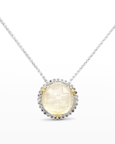 Stephen Dweck Quartz Gold Lining Champagne Diamond Necklace