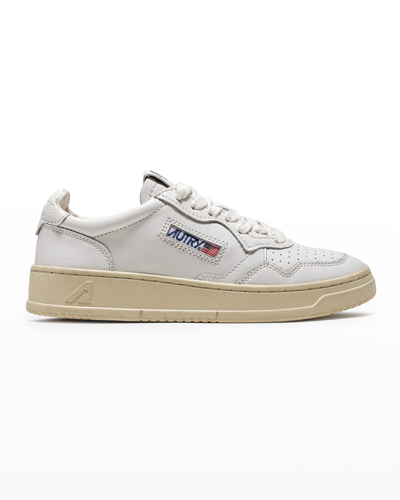 Autry Medalist Low-top Bicolor Leather Sneakers In White