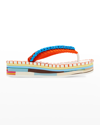 Chloé Lou Recycled Crochet And Rubber Flip Flops In Orange - Blue