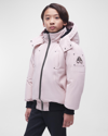 Moose Knuckles Kid's Detachable-hooded Bomber Jacket In Rose Smoke