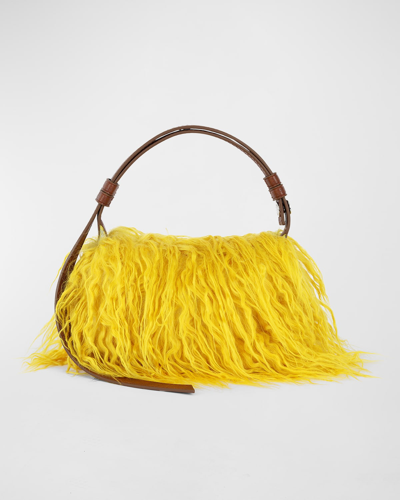 Simon Miller Puffin Mini Faux-fur Shoulder Bag In Moon Yellow  