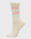 Golden Goose Distressed-effect Striped Cotton Socks In Papyrus Baby