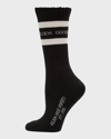 Golden Goose Distressed Ribbed Logo Striped Socks In Black White