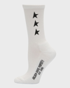Golden Goose Ribbed Star Logo Socks In White Black