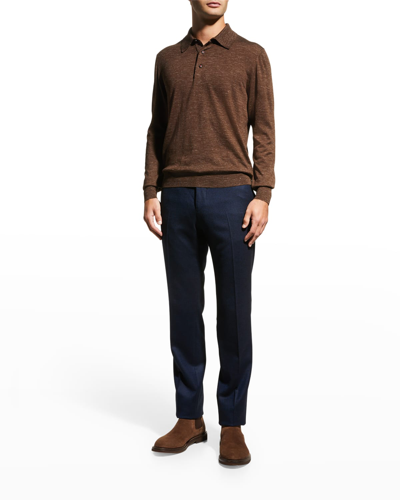 Kiton Men's Wool-cashmere Tic Pants In Navy