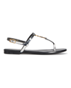 Saint Laurent Cassandra Ysl Medallion T-strap Sandals In Argento 8105