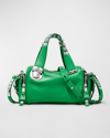 Marc Jacobs Mini Studded Leather Satchel Bag In Fern Green