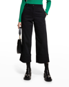 Moncler Genius 2 Moncler 1952 Black Cropped Wide-leg Cotton Trousers In Black