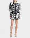 Dolce & Gabbana Zebra-print Strong Shoulder Brocade Jacket In Naturalwhi