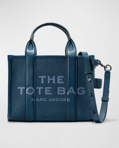 Marc Jacobs The Leather Mini Tote Bag In Blue Sea