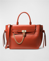 Michael Michael Kors Hamilton Legacy Large Belted Leather Satchel In Deep Orange