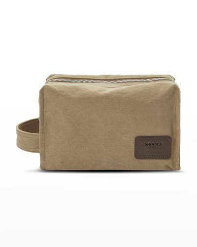 Shinola Men's Bert Canvas Double-zip Toiletry Kit Case In Taupesmoke