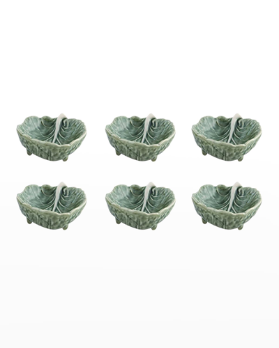 Bordallo Pinheiro Cabbage Leaf 3" Condiment Bowls, Green - Set Of 6