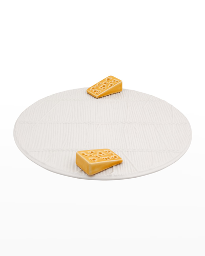 Bordallo Pinheiro White Cheese Tray With Yellow Cheese