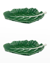 BORDALLO PINHEIRO CABBAGE LEAF SERVING TRAY, GREEN - SET OF 2