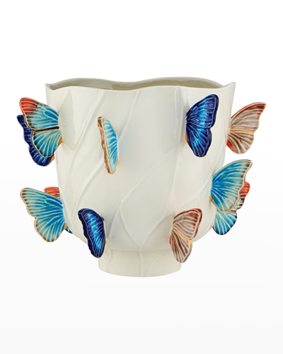 Bordallo Pinheiro Cloudy Butterflies Vase By Claudia Schiffer, 11"