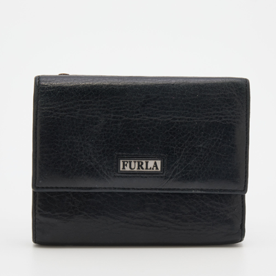 Pre-owned Furla Black Leather Trifold Wallet