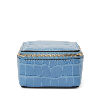 Smythson Medium Square Trinket Case In Mara In Nile Blue