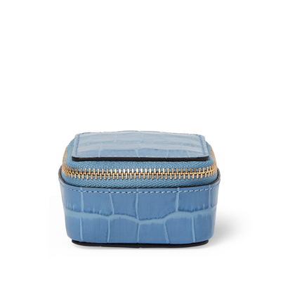 Smythson Small Square Trinket Case In Mara In Nile Blue