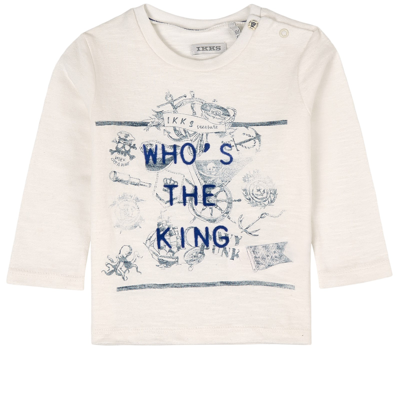 Ikks Kids' Long Sleeved Branded Graphic T-shirt White