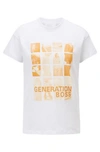 HUGO BOSS RELAXED-FIT T-SHIRT IN RECOT COTTON WITH COLLECTION-THEMED PRINT- WHITE WOMEN'S T-SHIRTS SIZE M