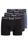 HUGO BOSS THREE-PACK OF STRETCH-COTTON BOXER BRIEFS WITH LOGO WAISTBANDS