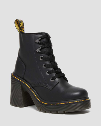 Dr. Martens' Dr. Martens Women's Black Sendal Jesy Six-eyelet Leather Heeled Ankle Boots