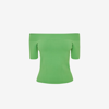 Alexander Mcqueen Womens Chrome Green Off-the-shoulder Fitted Stretch-woven Top Xs In Acid Green