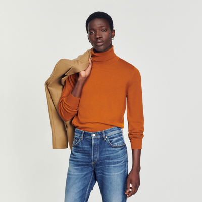 Sandro Turtleneck Slim Fit Sweater In Ochre