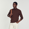 Sandro Funnel Neck Cashmere Sweater In Black Brown