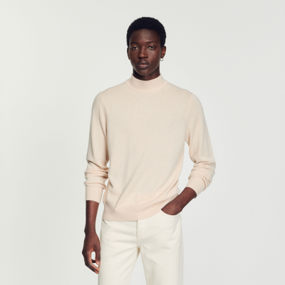 Sandro Funnel Neck Cashmere Sweater In Cream