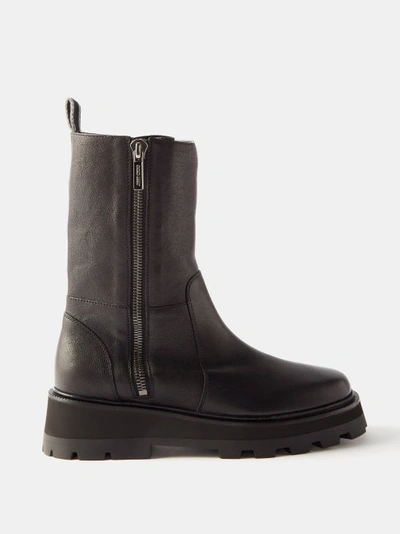 Jimmy Choo Bayu Leather Zip Mid Moto In Black