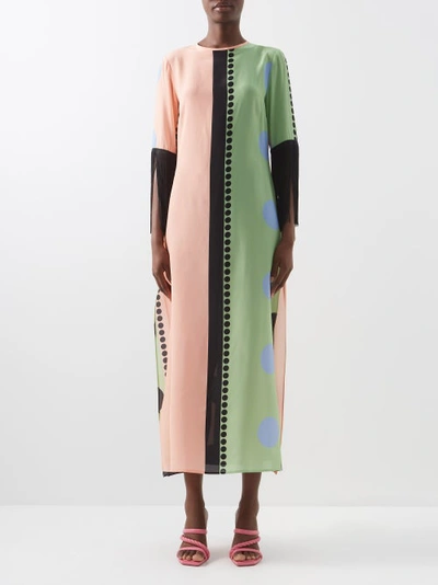 Louisa Parris The Fringe Jacqueline-print Silk Maxi Dress In Pink Print