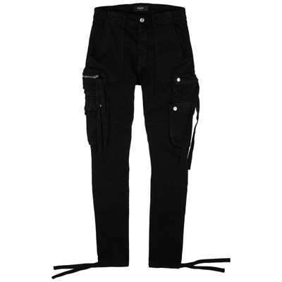 Amiri Skinny-fit Tie-detailed Denim Cargo Trousers In Black
