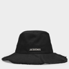 Jacquemus Womens Black Le Bob Artichaut Logo-plaque Cotton Bucket Hat L/xl In Black