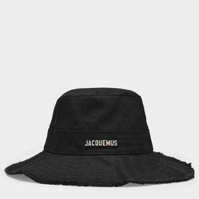 Jacquemus Womens Black Le Bob Artichaut Logo-plaque Cotton Bucket Hat L/xl