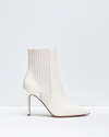 Veronica Beard Lisa Pleated Leather Ankle Booties In White