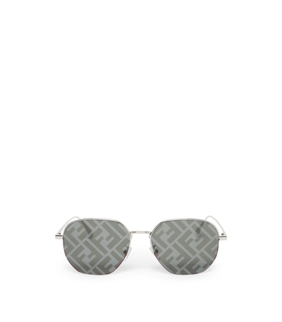 Fendi Round Reflective Logo Sunglasses In Grey