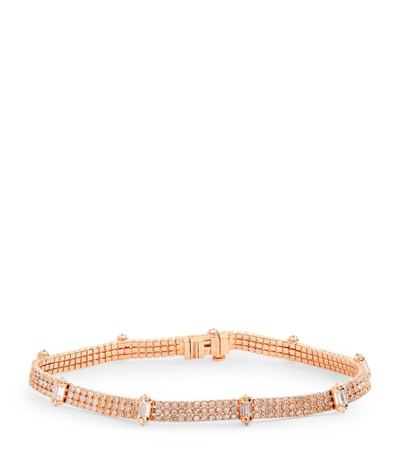 Shay Triple Thread Ripple Diamond Bracelet In Rose Gold