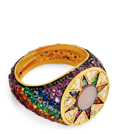 L'atelier Nawbar Yellow Gold, Diamond And Gemstone Cosmic Love Ibiza Ring In Multi
