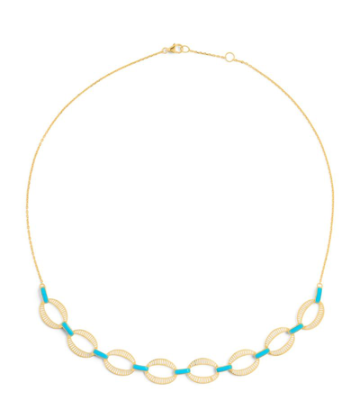 L'atelier Nawbar Yellow Gold Cosmic Rays Necklace In Blue